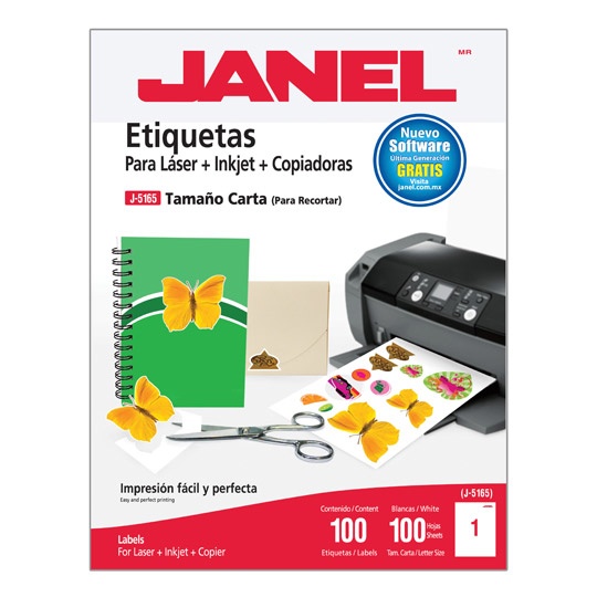 Janel Etiqueta Blanca de 216 x 279mm, Paquete de 100 Etiquetas