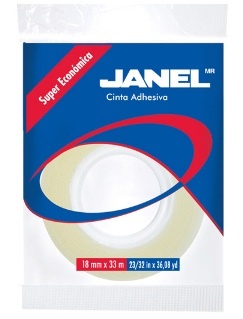 Janel Cinta Adhesiva, 1 Rollo de 18mm x 33m, Transparente