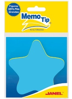 Janel 6603535050ESTRE Notas Adhesivas en Forma de Estrella, 2 Blocks de 50 Hojas, Azul/Amarillo