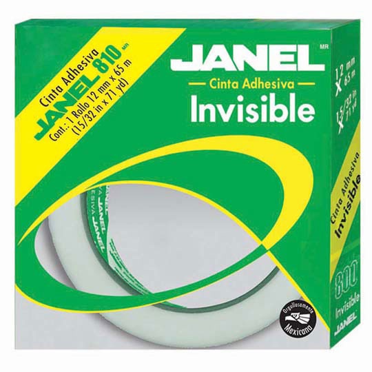 Janel Cinta Invisible Mod. 810, 1 Rollo de 12mmx65m, Blanco