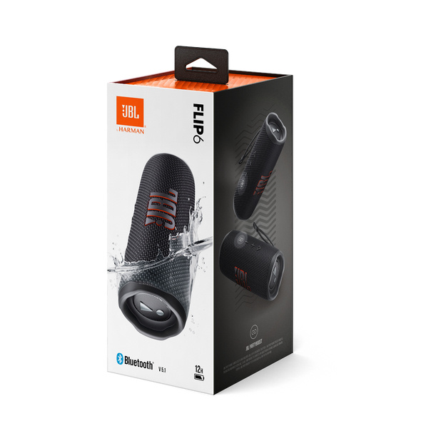 JBL Bocina Portátil Flip 6, Bluetooth, Inalámbrico, USB-C, 30W, Negro - Resistente al Agua