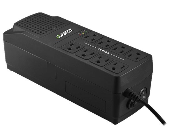 Regulador Jheta AVR 1200, 600W, 1.200VA, Entrada 120V, Salida 120V, 8 Salidas