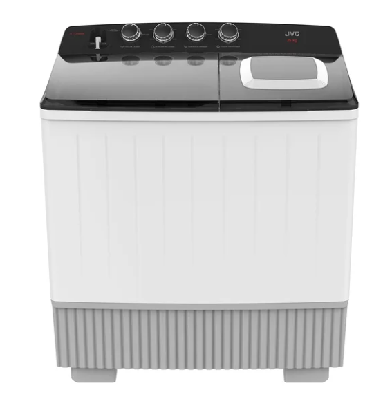 JVC Lavadora de Carga Superior JCTT2509BK, 25kg Lavado, Negro/Blanco
