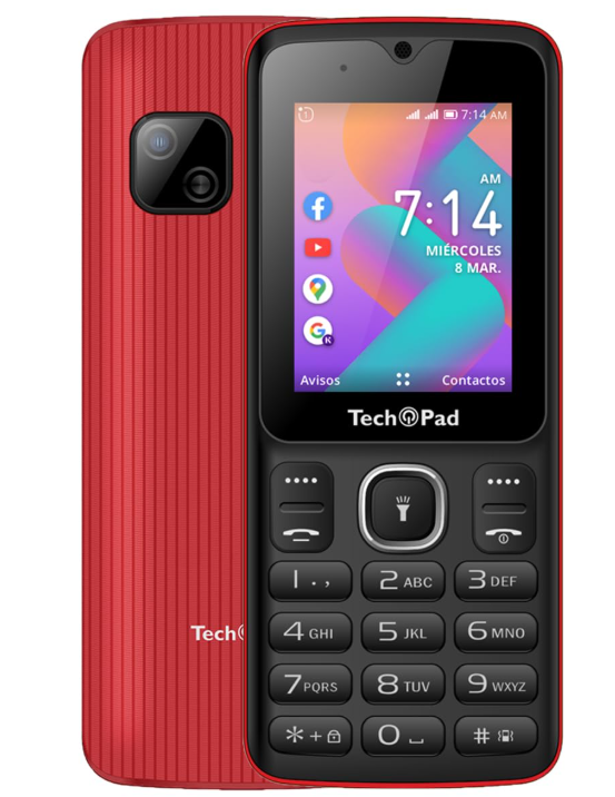Tech Pad K-Flip 2.4" Dual SIM, 4GB, Rojo