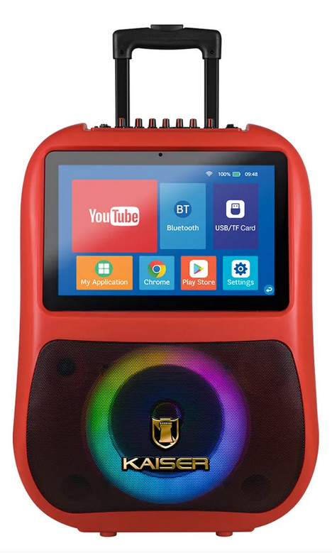 Kaiser Bafle Profesional Amplificado KAS-3015, Bluetooth, Alámbrico/Inalámbrico, 40W RMS, 24.000W PMPO, USB, Negro/Rojo