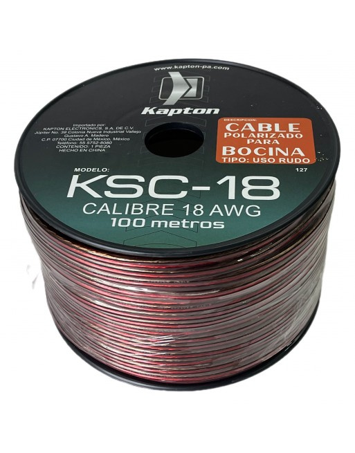 Kapton Bobina de Cable para Bocina, 18 AWG, 100 Metros, Rojo/Negro