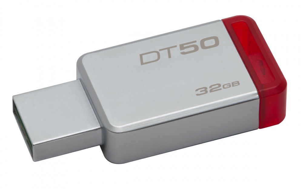 Memoria USB Kingston DataTraveler 50, 32GB, USB 3.0, Plata/Rojo