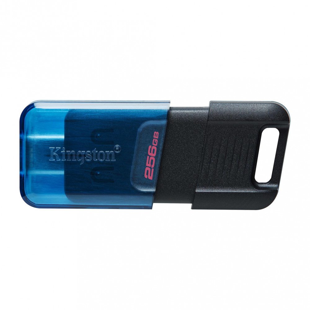 Memoria USB Kingston DataTraveler 80 M, 256GB, USB-C 3.2, Lectura 200MB/s, Negro/Azul