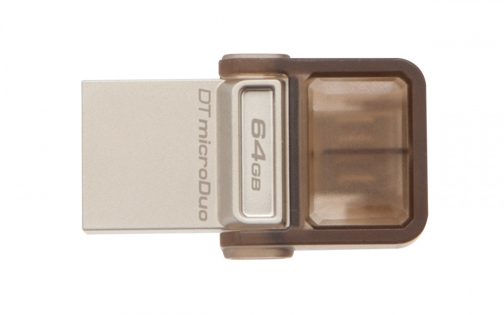 Memoria USB Kingston DataTraveler microDuo OTG, 64GB, USB 2.0, Marrón