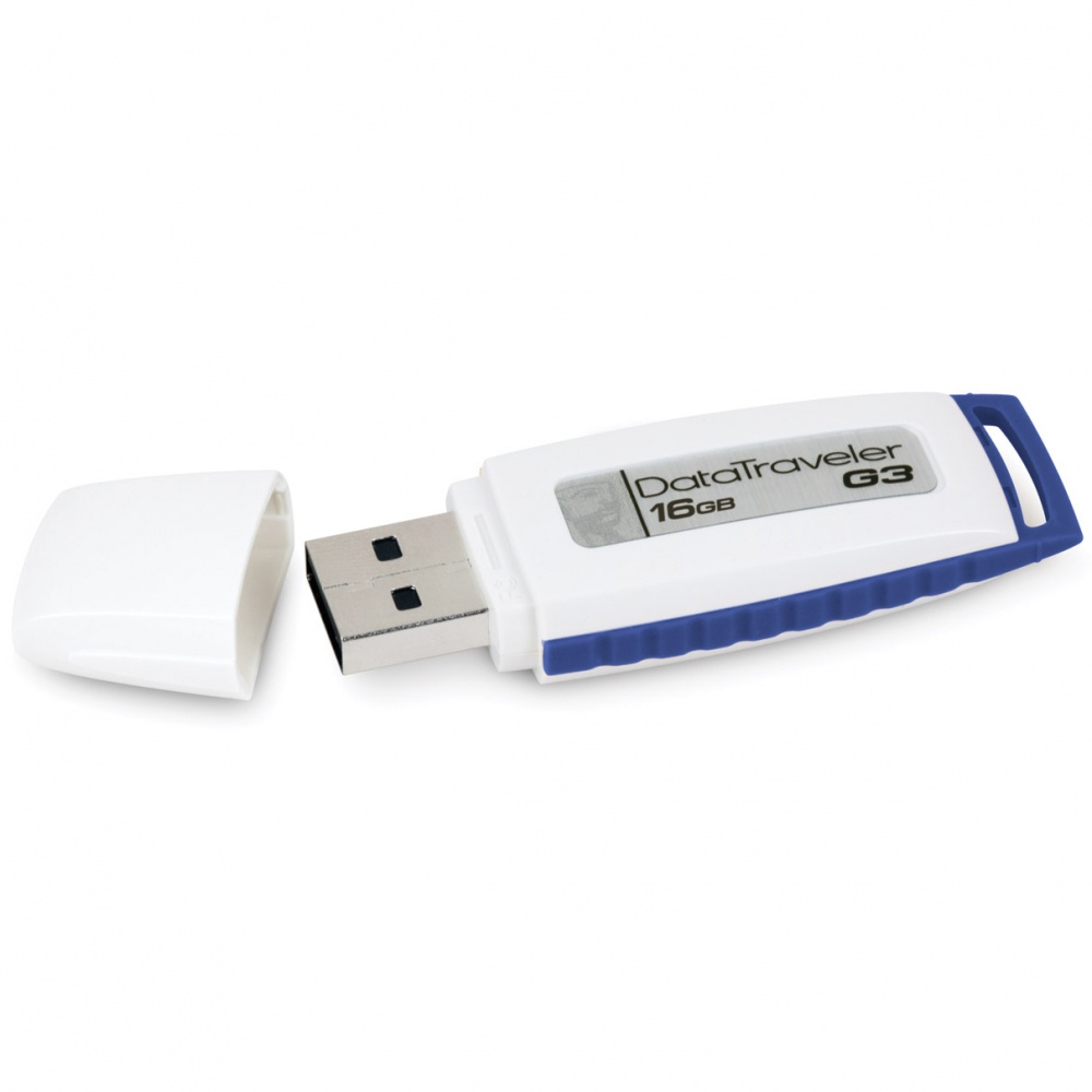 Memoria USB Kingston DataTraveler I G3, 16GB, USB 2.0, Blanco/Azul