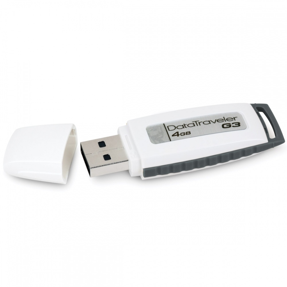 Memoria USB Kingston DataTraveler I G3, 4GB, USB 2.0, Blanco/Gris