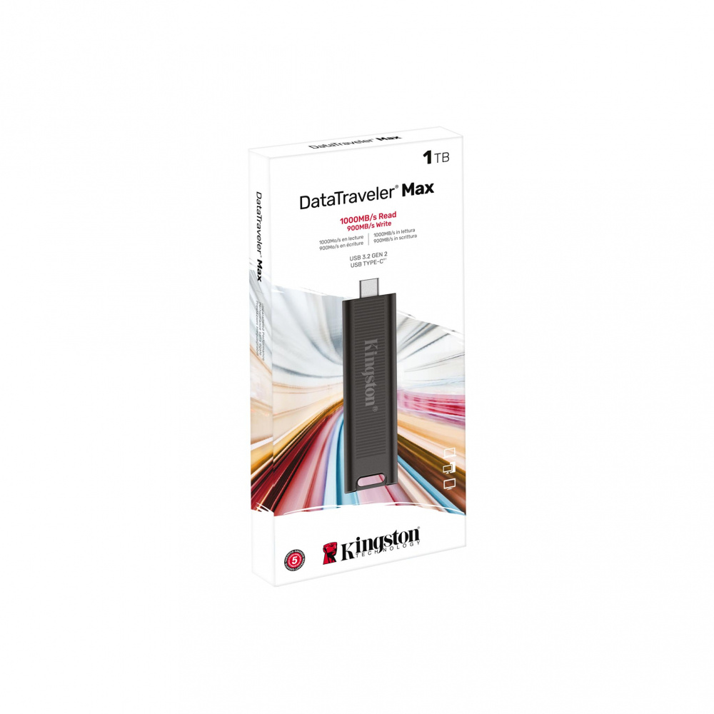 Memoria USB Kingston DataTraveler Max, 1TB, USB 3.2, Lectura 1000MB/s, Escritura 900MB/s, Negro