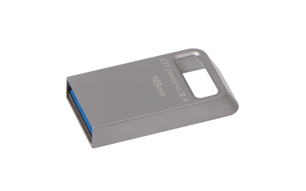Memoria USB Kingston DataTraveler Micro 3.1, 16GB, USB 3.1, Lectura 100MB/s, Escritura 15MB/s, Metálico