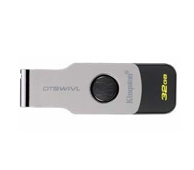 Memoria USB Kingston DataTraveler Swivl, 32GB, USB 3.0, Negro/Plata