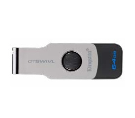 Memoria USB Kingston DataTraveler Swivl, 64GB, USB 3.0, Negro/Plata