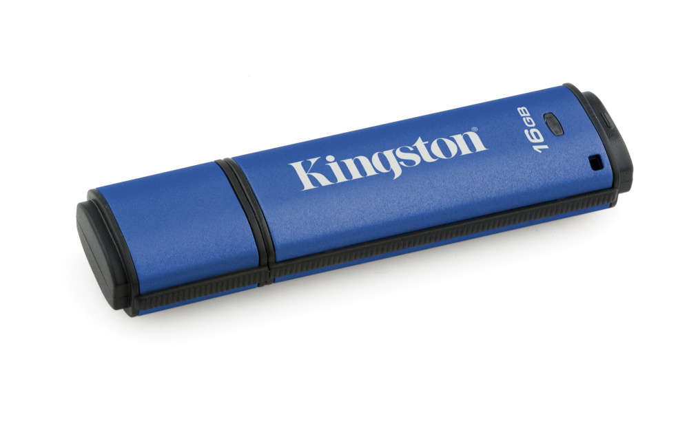 Memoria USB Kingston DataTraveler Vault Privacy, 16GB, USB 3.0, Lectura 165MB/s, Escritura 22MB/s, Azul