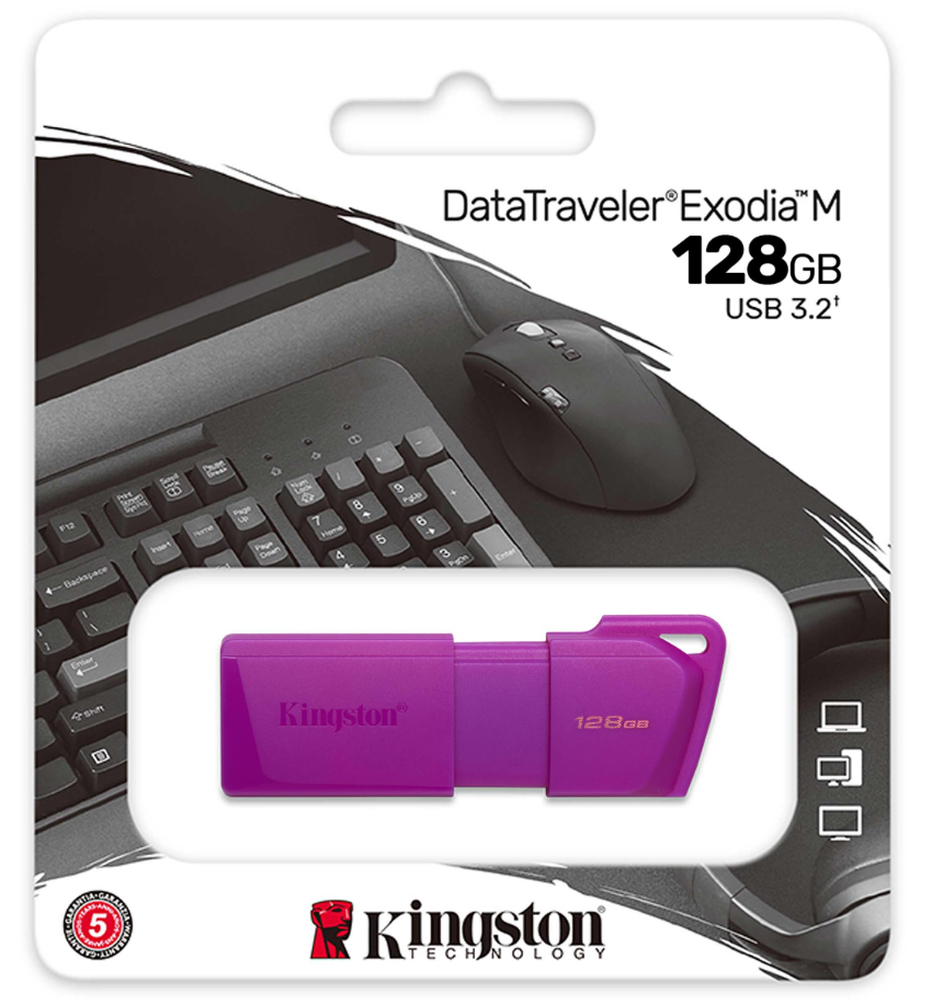 Memoria USB Kingston DataTraveler Exodia M, 128GB, USB-A 3.2, Morado