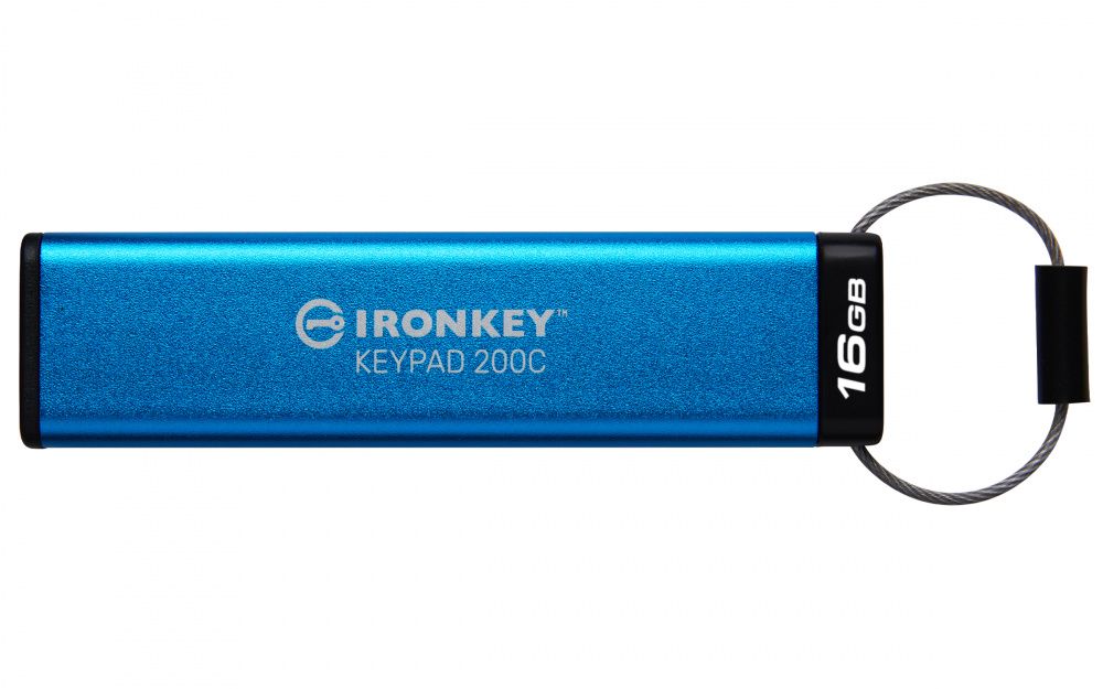 Memoria USB Kingston ronKey Keypad 200C, 16GB, USB-C 3.0, Lectura 145MB/s, Escritura 115MB/s, Azul
