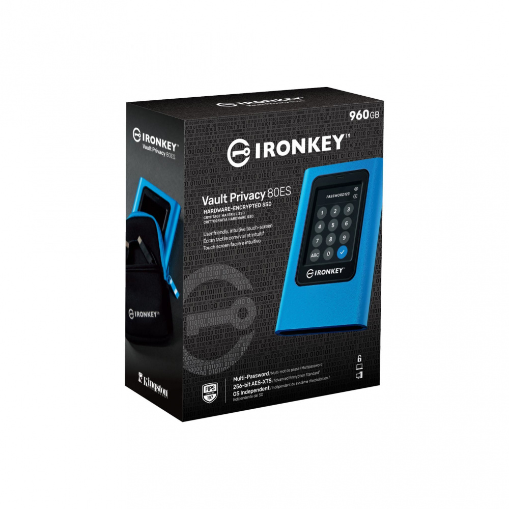 SSD Externo Kingston IronKey Vault Privacy 80, 960GB, USB, Azul/Negro