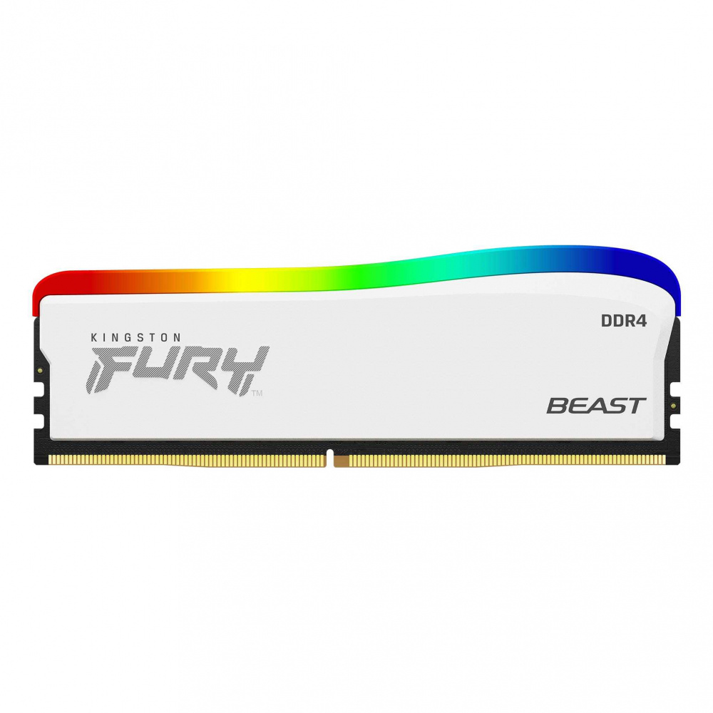 Memoria RAM Kingston Fury Beast RGB DDR4, 3200MHz, 8GB, CL16, XMP, Blanco
