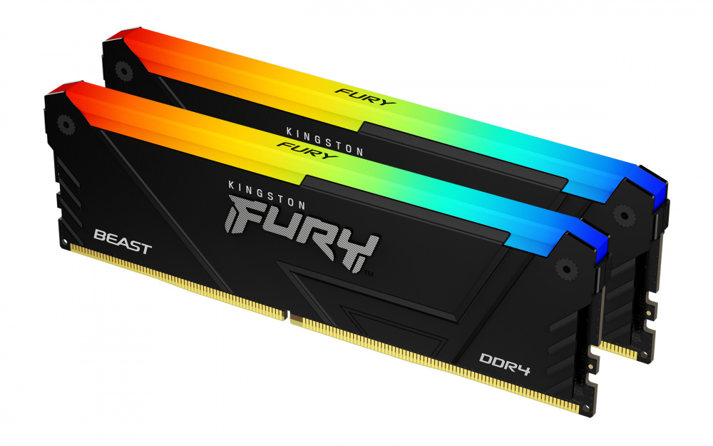 Kit Memoria RAM Kingston FURY Beast RGB DDR4 DDR4, 3600MHz, 16GB - 2 x 8GB, CL17, XMP