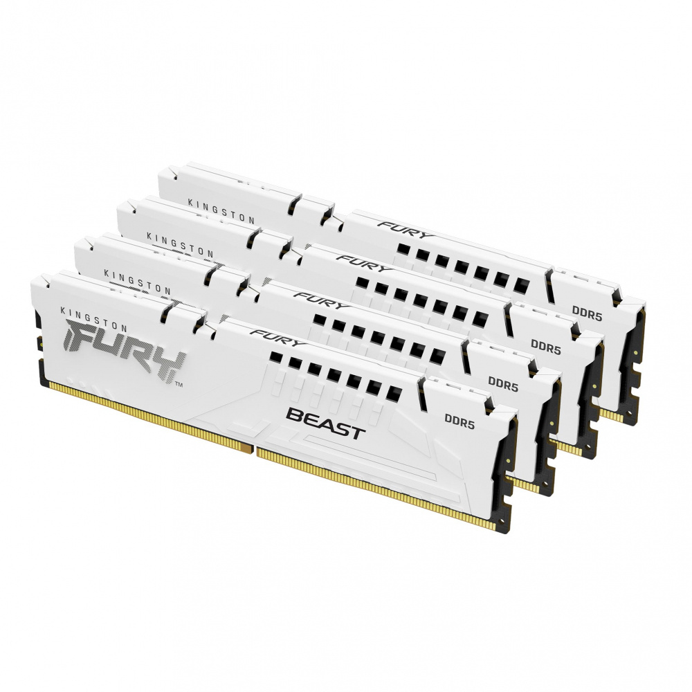 Kit Memoria RAM Kingston Fury Beast DDR5, 5200MHz, 64GB - 4 x 16GB, CL40, XMP, Blanco