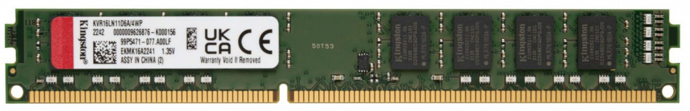 Memoria RAM Kingston ValueRAM, DDR3, 1600MHz, 4GB, Non-ECC, CL11