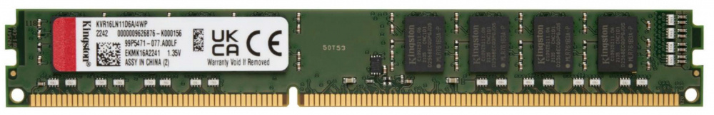 Memoria RAM Kingston ValueRAM, DDR3, 1600MHz, 4GB, Non-ECC, CL11