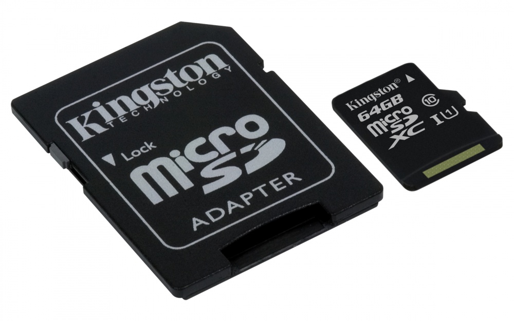 Memoria Flash Kingston, 64GB microSDXC Clase 10 UHS-I, con Adaptador SD