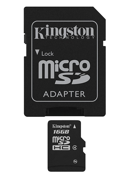 Memoria Flash Kingston, 16GB microSDHC Clase 4, con Adaptador
