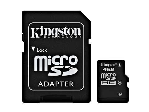 Memoria Flash Kingston, 4GB microSDHC Clase 4, con Adaptador