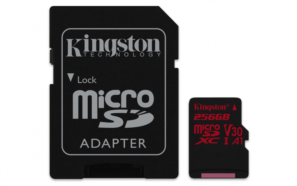 Memoria Flash Kingston Canvas React, 256GB MicroSDXC USH-I Clase 10, con Adaptador
