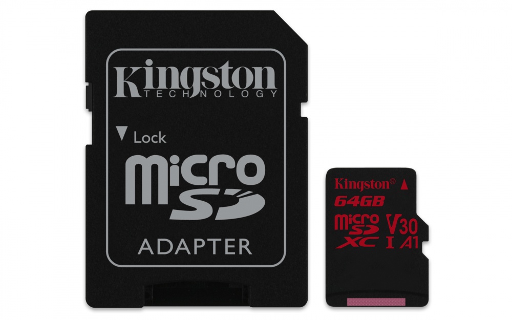 Memoria Flash Kingston Canvas React, 64GB MicroSDXC UHS-I Clase 10, con Adaptador