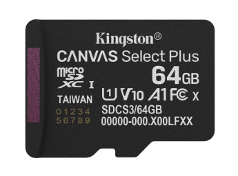 Memoria Flash Kingston Canvas Select Plus, 64GB MicroSDXC UHS-I Clase 10, con Adaptador