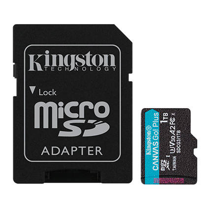 Memoria Flash Kingston Canvas Go! Plus, 1TB MicroSD UHS-I Clase 10, con Adaptador