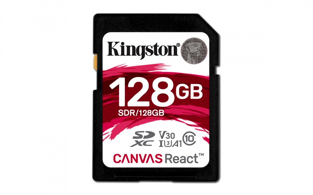 Memoria Flash Kingston Canvas React, 128GB SDXC UHS-I Clase 10 ― ¡Compra $500 pesos en productos Kingston y participa el sorteo para ganar una SSD XS1000!