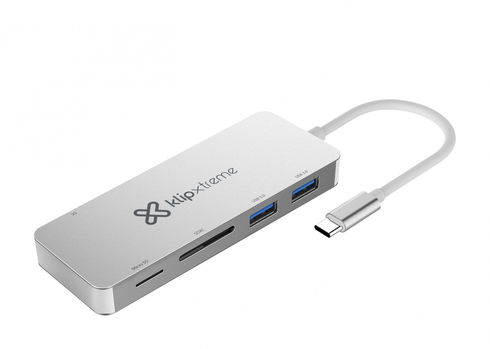 Klip Xtreme Lector de Memoria KCR-500, MicroSD/SD, USB-C, 5000Mbit/s, Plata