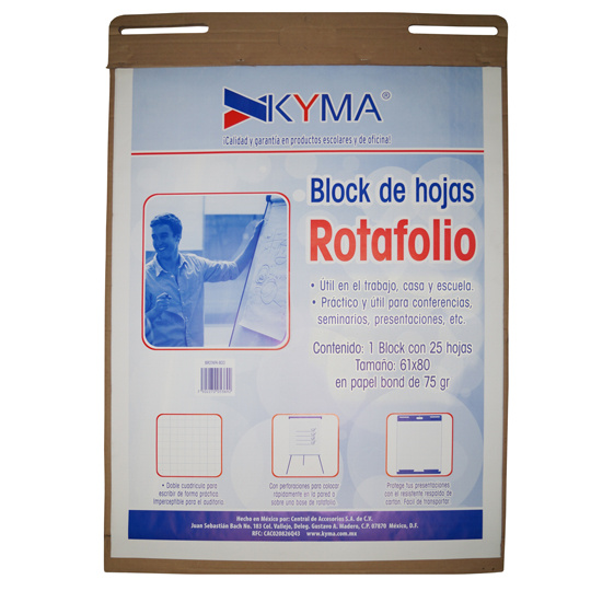 Kyma Papel Bond Rotafolio Cuadro Grande, 25 hojas de 61 x 80cm, Blanco