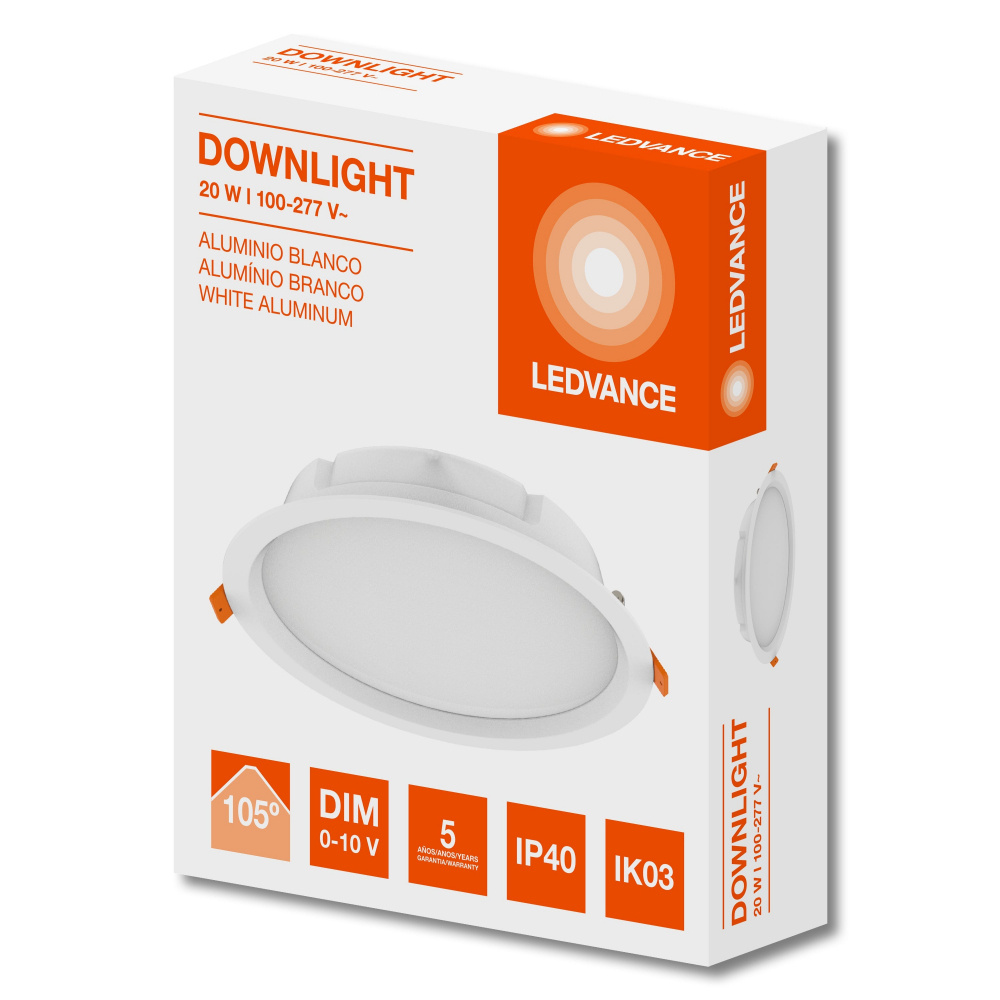 Ledvance Lámpara LED para Techo 86215, Interiores, Luz Fría, 20W, 2300 Lúmenes, Blanco, para Casa