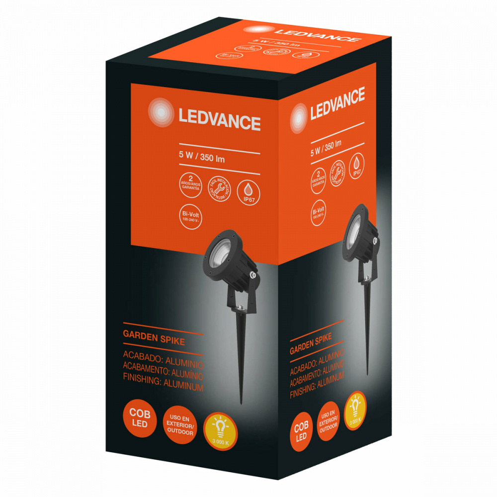 Ledvance Lámpara LED para 86634, Exteriores, Luz Cálida, 5W, 350 Lúmenes, Negro, para Iluminación Comercial/Casa