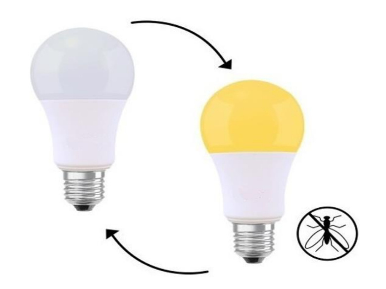 Ledvance Foco LED Repelente de Mosquitos 89462, Luz Fría/Cálida, Base E27, 8W, 806 Lúmenes, Blanco