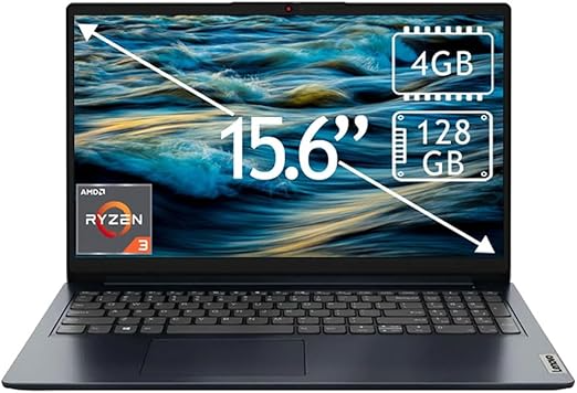 Laptop Lenovo IdeaPad 1, 15" 1920x1080 Full HD, AMD Ryzen 3 7320U, 4GB, 128GB SSD, Windows 11 Home  S, Inglés