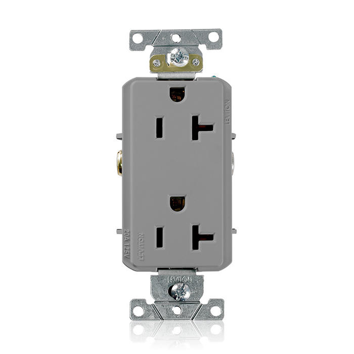 Leviton Tomacorriente 16352-0GY, 2 Enchufes, 125V, 20A, Gris