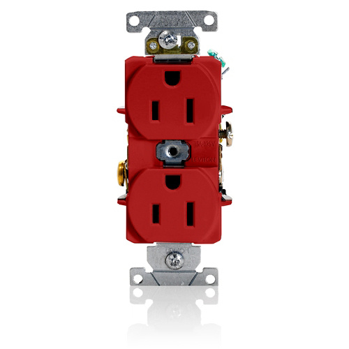 Leviton Tomacorriente 5262-SR, 2 Enchufes, 125V, 15A, Rojo