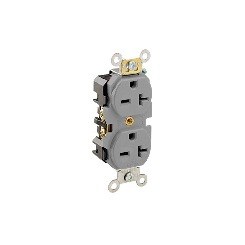 Leviton Tomacorriente 5462-GY, 2 Enchufes, 250V, 20A, Gris