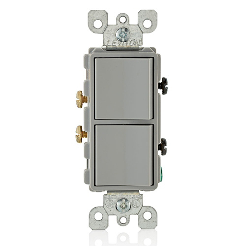 Leviton Interruptor Doble 5634-GY, 120 - 277V, 15A, Gris