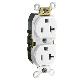 Leviton Tomacorriente CR020-W, 2 Enchufes, 125V, 20A, Blanco