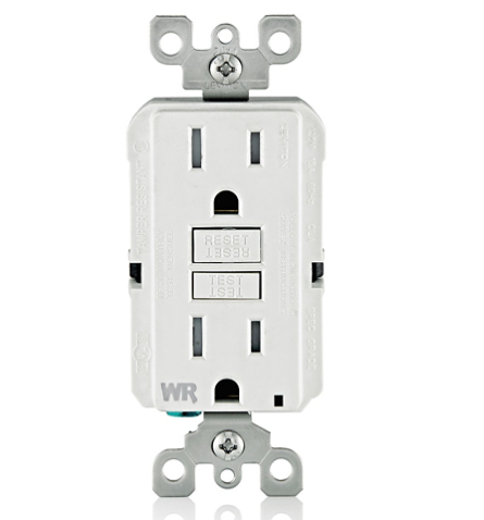 Leviton Tomacorriente GFWT1-00W, 2 Enchufes, 125V, 15A, Blanco
