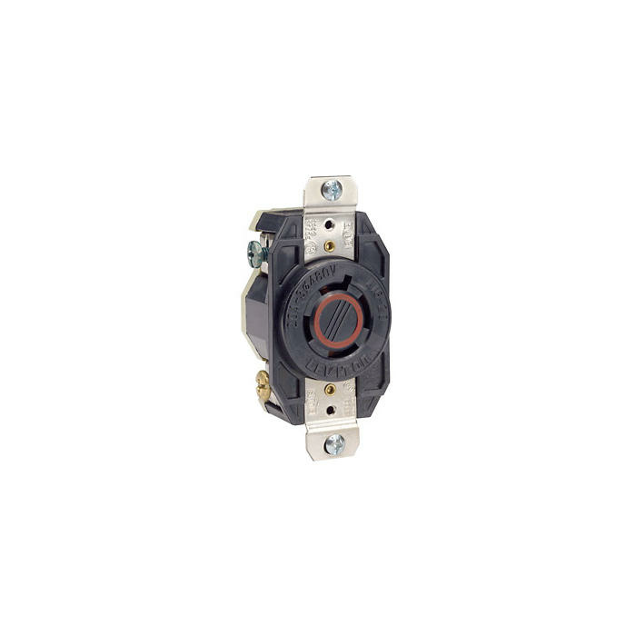 Leviton Tomacorriente Industrial LEV-2430, 1 Enchufe, Nema L16-20R, 480V, 20A, Negro