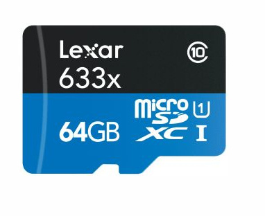 Memoria Flash Lexar 633x, 64GB MicroSDHC UHS-I Clase 10, con Adaptador 